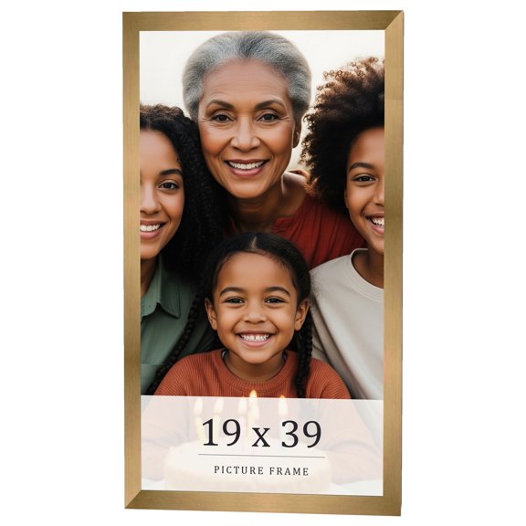 19x39 Frame Gold Bronze Solid Wood Picture Frame Width 0.75 Inches | Interior Frame Depth 0.5