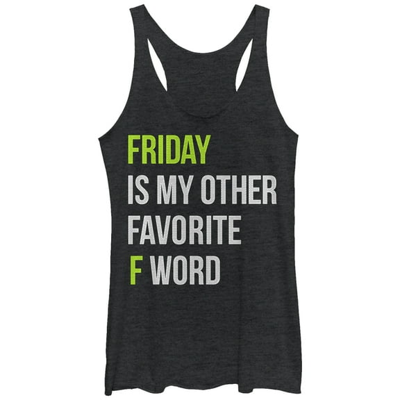 Women's CHIN UP Friday is My Other Favorite F Word  Racerback Tank Top Black Heather Large