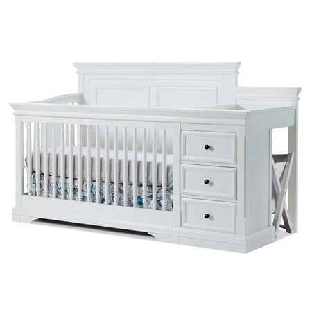 Sorelle Furniture Portofino Traditional Pine Wood Crib & Changer in White