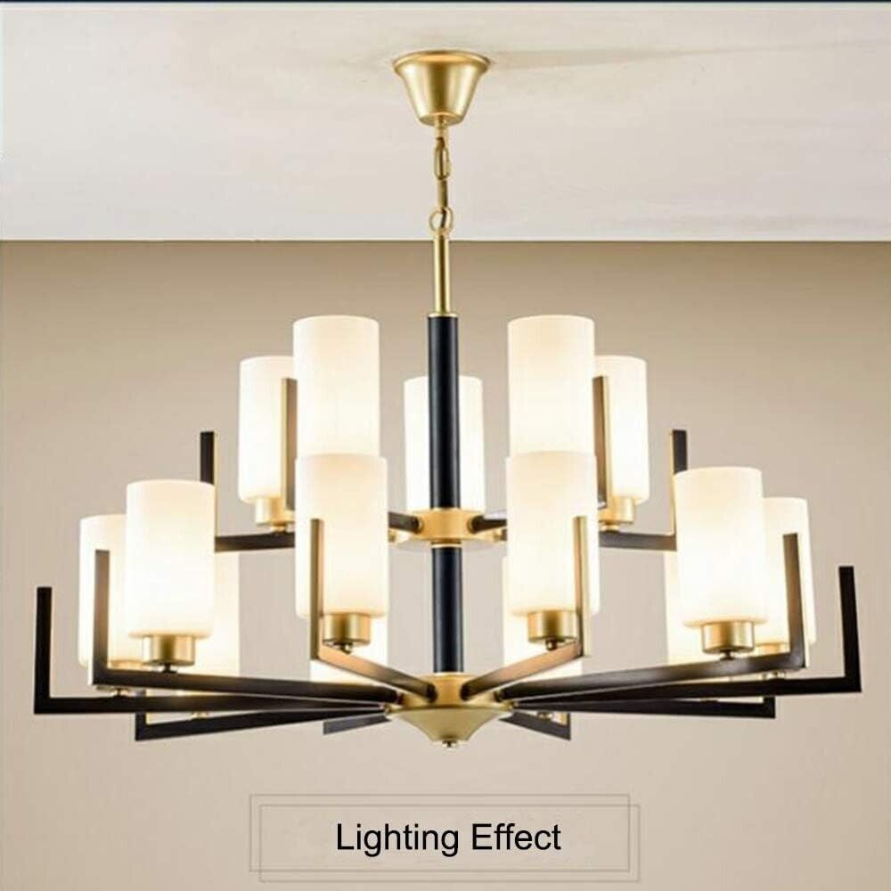 KPIBEST Chandelier for Dining Room, Modern Pendant Light Fixture Over Table with White Shade Classic Ceiling Hanging Lighting for Living Room Hallway Bedroom