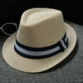 thumbnail image 2 of Prolriy Panama Hat Men Fedora Hats Men and Women Retro Jazz Hat Soild British Sun Hat Travel Sun Hats for Women Beige, 2 of 8
