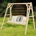 thumbnail image 3 of Patiojoy Porch Swing Wooden Swing Durable Rustic Frame Patio Furniture, 3 of 6