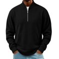 thumbnail image 2 of Frnrwgo Mens Sweater Soft Textured Loose Fit Half Zip Long Sleeve Pullover Casual Fall Winter Top, 2 of 8