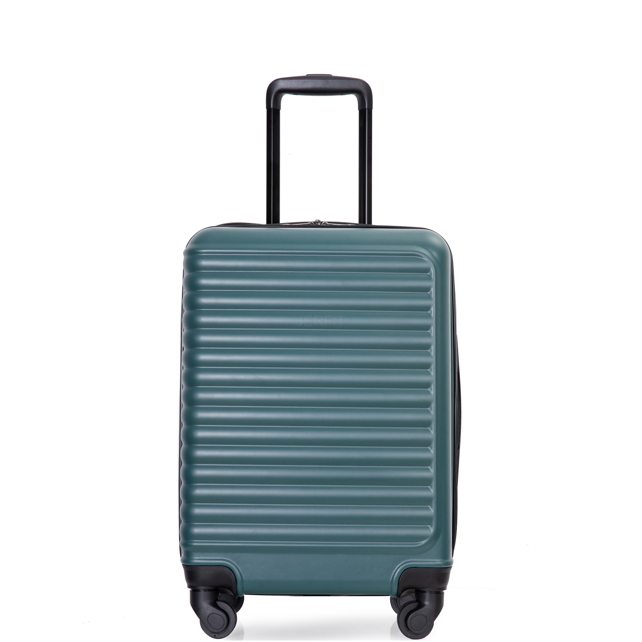 JERFIT 20-Inch Expandable Carry On Luggage, ABS Hard Shell Spinner Suitcase with 360° Wheels & TSA Lock, Lightweight Green Checked Bag for Travel