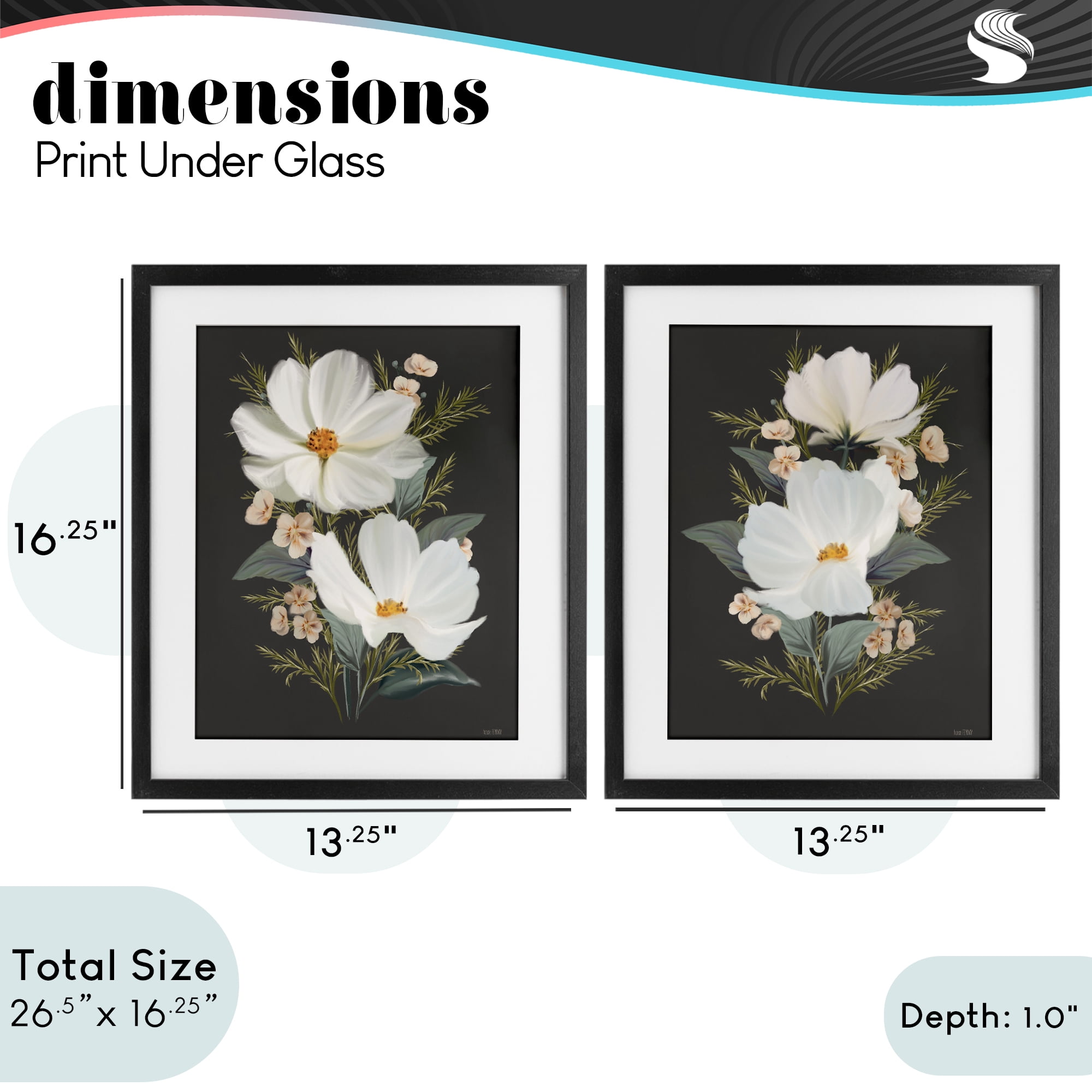 Stupell Industries Vintage Lace Cosmos 2 Piece Black Framed Print Under Glass Set, design by House Fenway