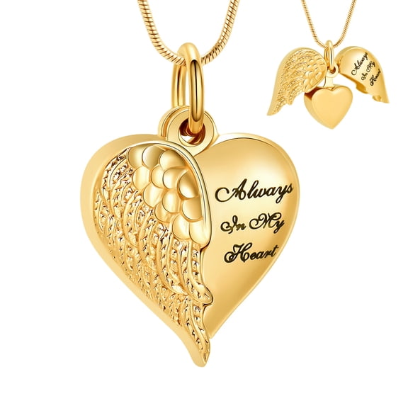 Cremation Jewelry Angel Wing Heart Urn Necklaces for Ashes Memorial Keepsake Pendant for Women Men