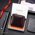 thumbnail image 3 of Cartera de Cuero Genuino para Hombre con Zíper, RFID, Segura, de Gran Capacidad, Doble Pliegue, Multi-tarjeta, Carteras de Cuero para Hombre y Monedero, 3 of 7