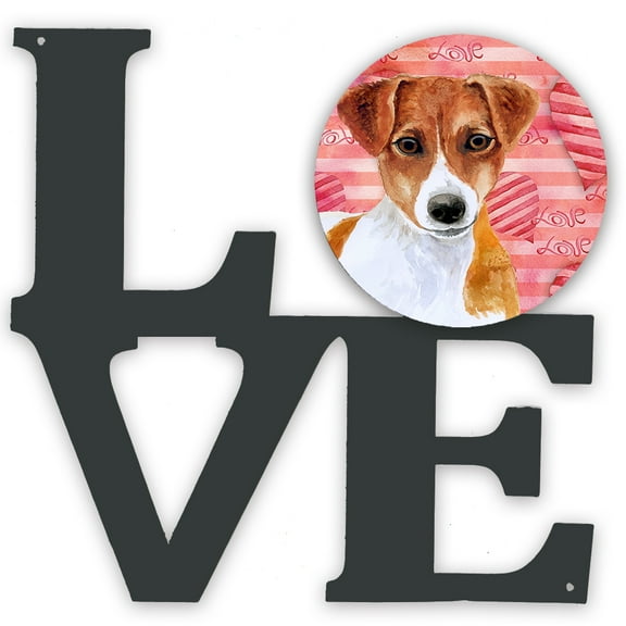 Jack Russell Terrier Love Metal Wall Artwork LOVE Red