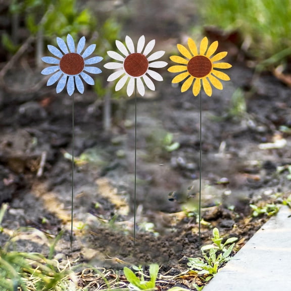 WEAVILUX 10Pcs Metal Sunflower Garden Stakes Decorative Flower Yard Art for Outdoor Lawn and Patio Decor
