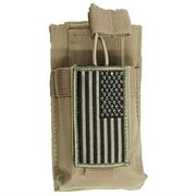 TACBRO MOLLE Compatible Tan Color Radio Pouch   PATRIOT USA FLAG Morale Patch Fits Icom IC-V8 IC-91A Yaesu FT250R FT270R VX-170 FT-60R Wouxon Baofeng UV5R UV5RA FRS GMRS HAM Radios
