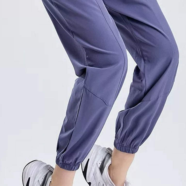 Women's Large Size Pocket Sports Pants Women's Loose Speed Dry Showing Thin  Mid-waist Casual Fitness Pants Bundle Feet Running Pants