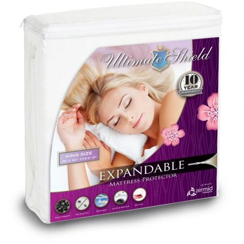Expandable adjustable bed bug allergen Pillow Top mattress cover - Queen 9' to 21'