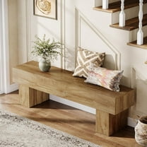 Tribesigns 63 Inch End of Bed Bench, Long Wooden Entryway Bench for Hallway, Rustic Farmhouse Shoe Bench Seat