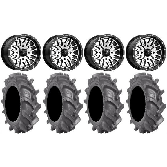 MSA Machined Brute 14" ATV Wheels 30" BKT AT 171 Tires Sportsman RZR Ranger