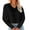 Black, variant on Women Long Sleeve Solid Color V Neck Cropped T Shirts Crop Tops