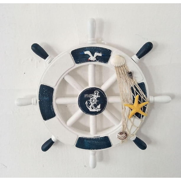 Decoración de pared, volante, aspecto pirata, aspecto barco, de madera, 28 cm