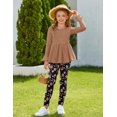thumbnail image 5 of Arshiner Girls 2 Piece Clothing Set Floral Ruffle Hem Bell Sleeve Top and Leggings Fall Winter Outfits, 5 of 6