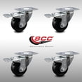 thumbnail image 2 of 3 Inch SS Soft Rubber Wheel Swivel Top Plate Caster Set Total Lock Brake SCC, 2 of 2