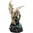 thumbnail image 3 of 10"H Gothic Skeleton Bone Dragon Perching On Crystal Cavern Statue Ghost Drake, 3 of 11