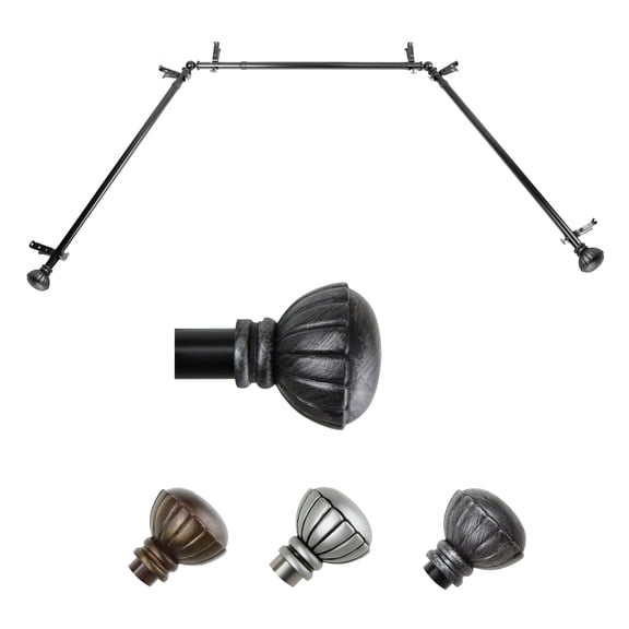 Faron 13/16" Bay Window curtain rod 20"-36", 38"-72" - Black