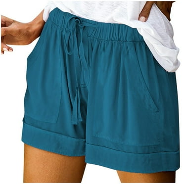 Samickarr Summer Savings Clearance!Drawstring Shorts For Women With Pockets Casual Summer Elastic Waist Casual Lightweight Shorts Baggy Trendy Comfy Paperbag Shorts