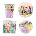 thumbnail image 3 of Decoración de cumpleaños de princesa Disney para niños y niñas, suministros de fiesta con temática de Blancanieves, platos de papel, vasos, globo de melocotón, 3 of 4