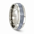 thumbnail image 4 of Grey Titanium Ring Band Wedding Blue Standard Domed, 4 of 6