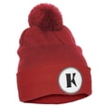 thumbnail image 2 of Daxton A to Z Initial Letter Cuffed PomPom Hat Beanie Warm Knit Skull Cap (Red, Letter K), 2 of 3