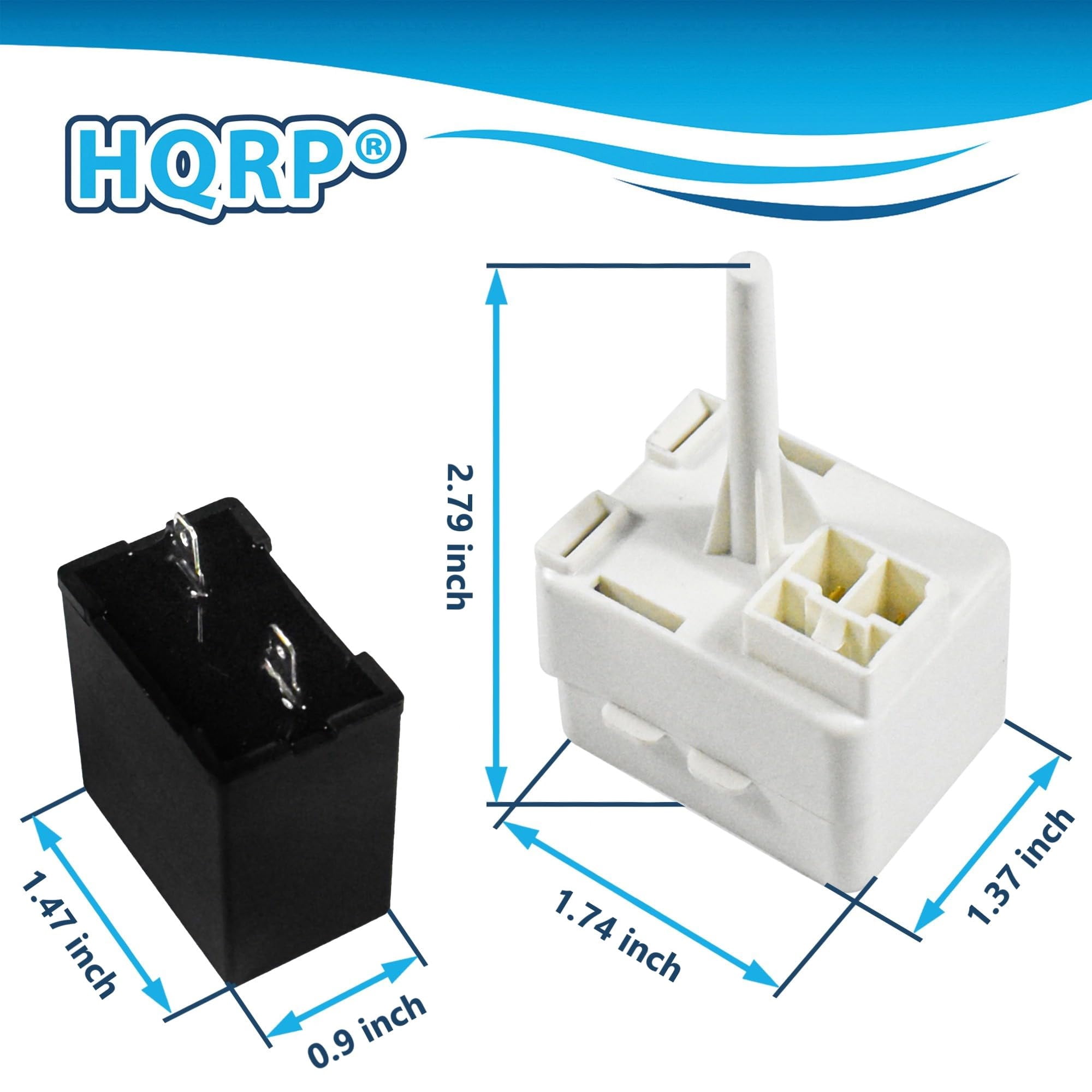 HQRP 4-Pack Compressor PTC Starter/Start Relay and Capacitor Kits Compatible with KitchenAid KBFA20ERBL00