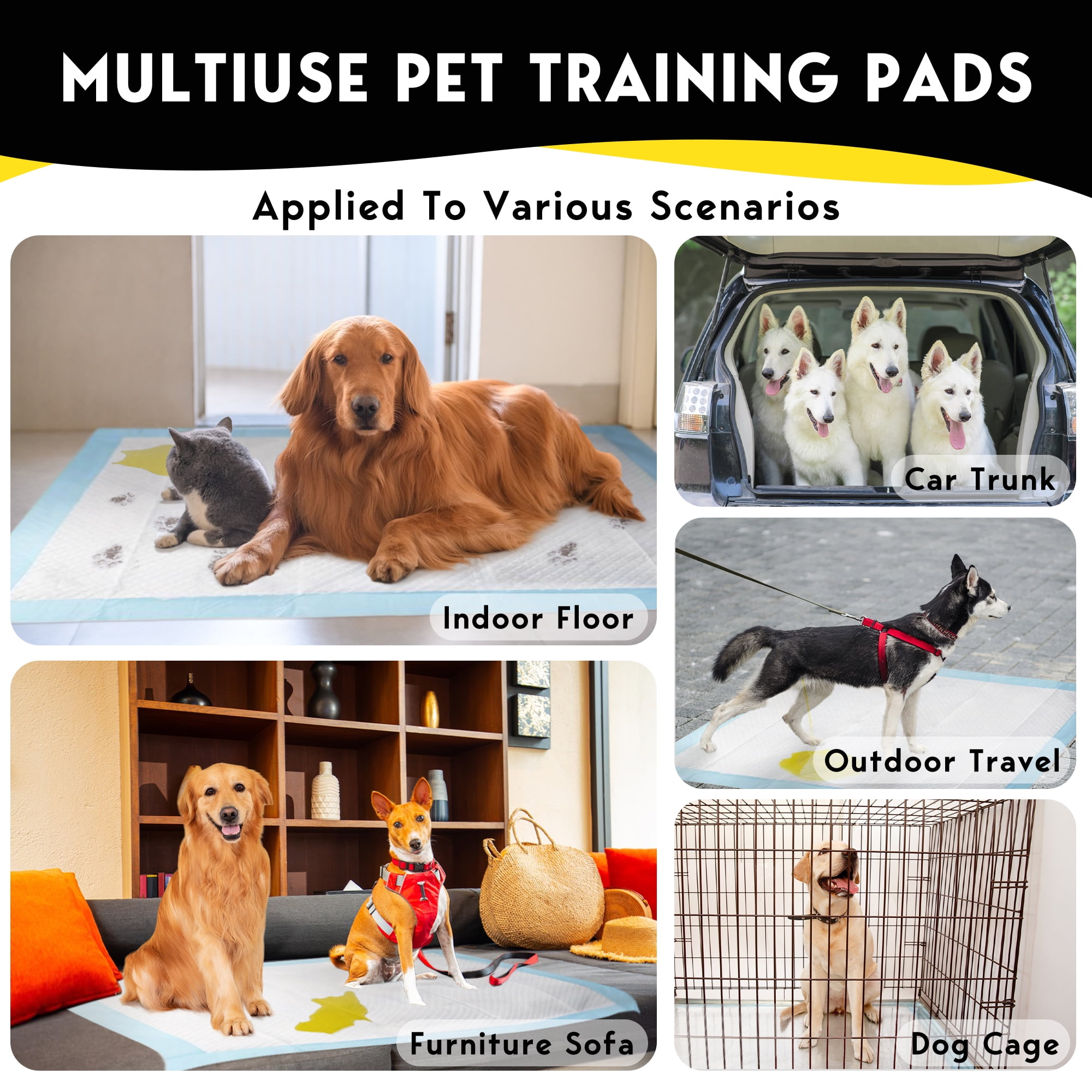 Tolobeve Dog Training Pads, XXL, 30 in x 36 in, 100 Count Disposable Dog Puppy Pee Pads