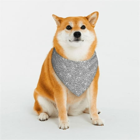 Honeii GlitterSilver Print Pet Scarf Dog Bandanas for Dogs Triangle Dog Scarfs Bandana Pet Cute Scarf Bibs for Small Medium Dogs and Cat-Medium