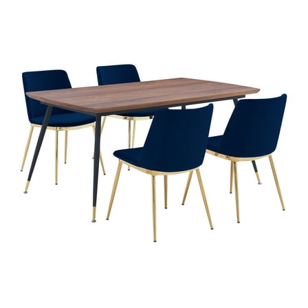 Messina Mid-Century Modern 5 Piece Rectangular Dining Set