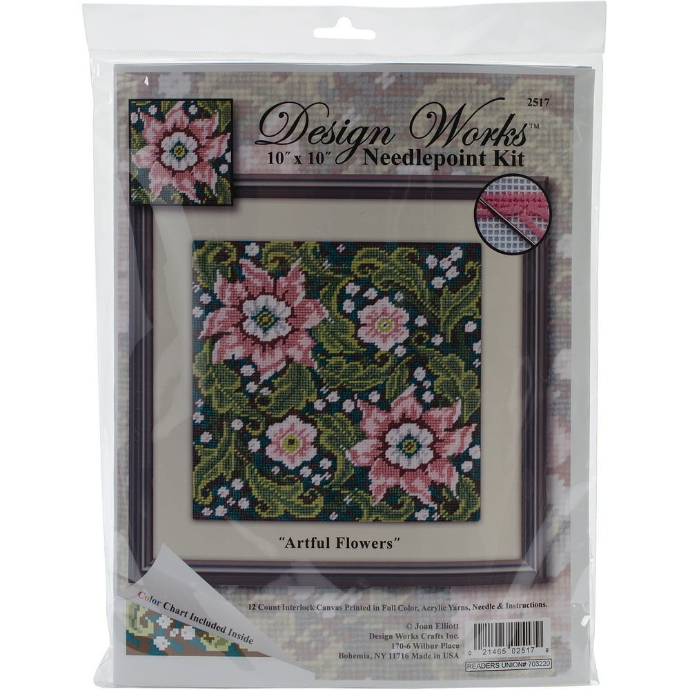 Artful Flowers Needlepoint Kit, 10" x 10"