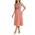 thumbnail image 2 of INSPIRE CHIC Women's Striped Crew Neck Sleeveless Midi Work  Dress L Pink, 2 of 6
