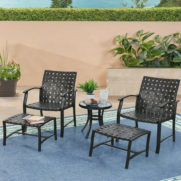 MF Studio 5PCS Outdoor Conversation Set Patio Furniture with 2