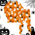 thumbnail image 2 of NOEGOEU Kids Boys Girls Halloween Pajamas Long Sleeve Top and Pants Sleepwear Set 2-9Y (Orange,2-3 Years), 2 of 7