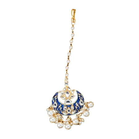 

LoveNspire Chand Maang Tikka Gold Plated Chand Tika Pakistani Jewelry Jhoomer Matha Patti Indian Forehead Jewelry Punjabi Jewelry