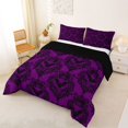 thumbnail image 2 of Homewish Purple Damask Flower Queen Comforter Set,Vintage Halloween Bat Comforter Sets Queen,Purple Black,Black Reversible,3-Piece,1 Comforter and 2 Pillowcases, 2 of 7