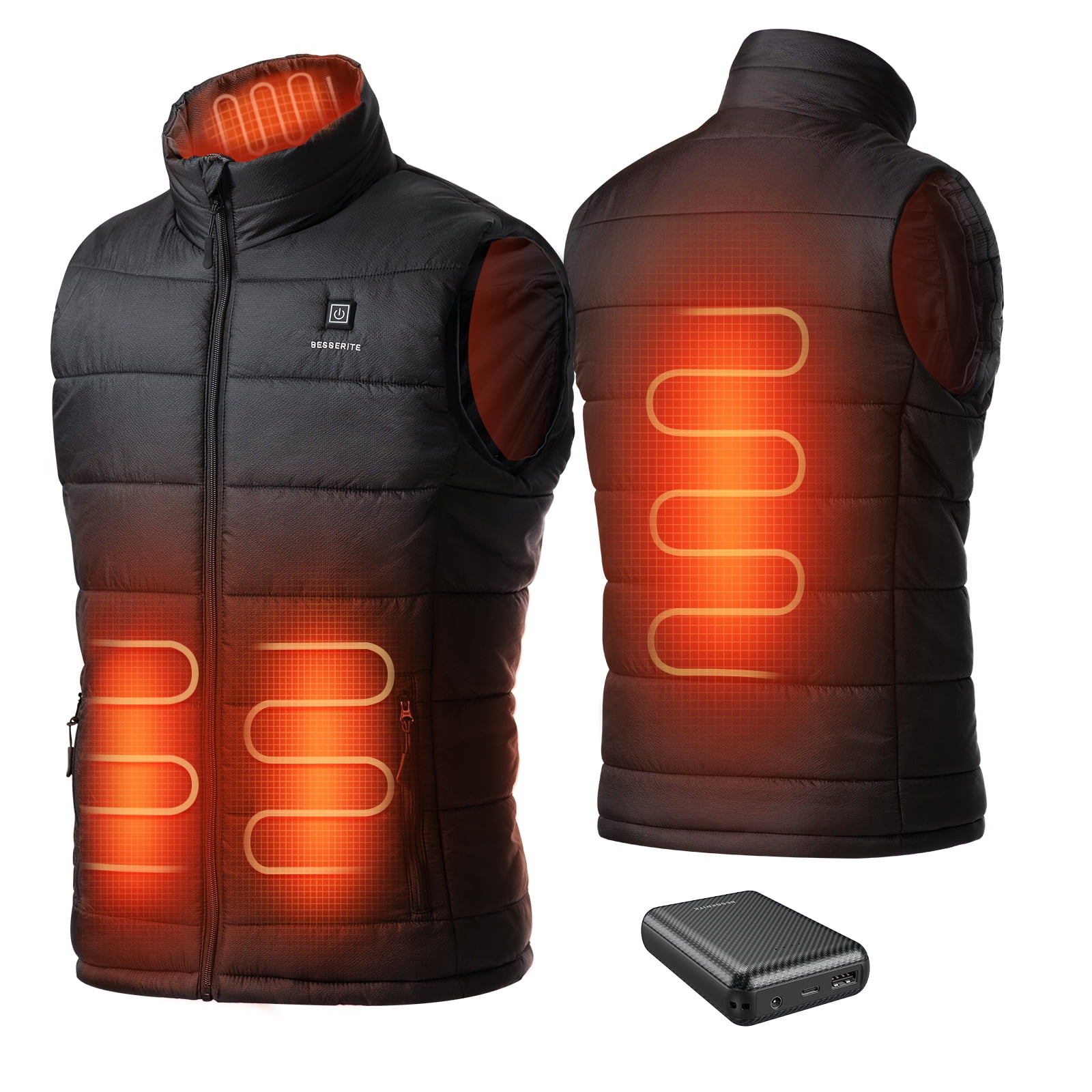 7.4V Heated Vest Camping for Men&Women Hunting Lightweight Washable Heating Puffer Jacket 7.4V Rechargeable Battery Pack Electric Charging Warm Waistcoat Clothing for Outdoor Hiking Motorcycle 