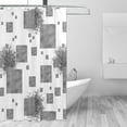 thumbnail image 3 of YFYANG Waterproof Bathroom Shower Curtain, Grey Retro Geometric Shower Curtain Set with Hooks, Home Bathroom Tub Decor - 72 "x72", Iron Hooks, 3 of 6