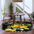thumbnail image 4 of Yellow Lemon Round Area Rug 5ft, Summer Botanical Black White Checkered Washable Non-Slip Circle Rugs for Bedroom Living Room Kitchen, Soft Low Pile Carpet for Dining Room Playroom Nursery, 4 of 9
