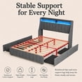 thumbnail image 6 of SESSLIFE Queen Bed Frame with Storage, Upholstered Platform Storage Bed with 4 Drawers & Headboard Storage Shelves, RGB LED Lights, Easy Assembly, No Box Spring Needed, Gray, 6 of 9