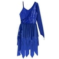 thumbnail image 5 of DPOIS Women Lyrical One Shoulder Flowy Overlay Dress for Stage Performance Blue XL, 5 of 7