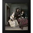 thumbnail image 2 of Ter Borch, Gerard 12x14 Black Modern Framed Museum Art Print Titled - Young Woman Playing The Theorbo To Two Men, 2 of 5