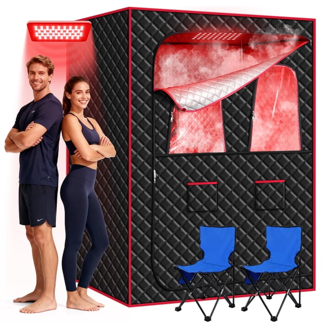 Sauna de vapor infrarroja portátil Morfone para 2 personas con luz roja