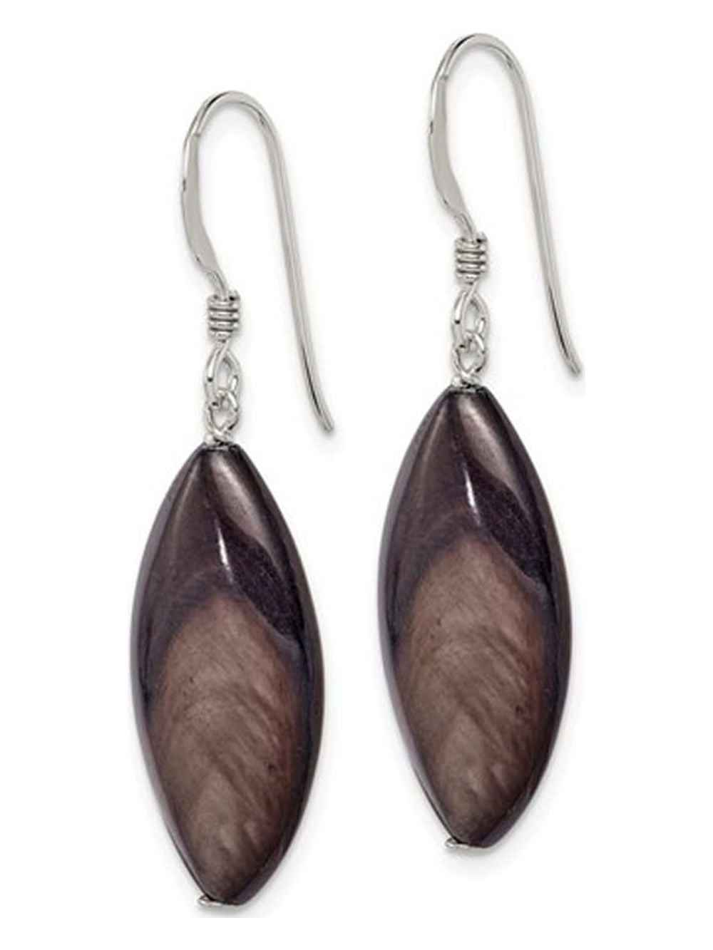 Gem & Harmony Dark Grey Mother of Pearl Earrings in Sterling Silver for Women
