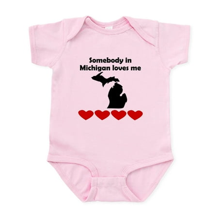 

CafePress - Somebody In Michigan Loves Me Body Suit - Baby Light Bodysuit Size Newborn - 24 Months