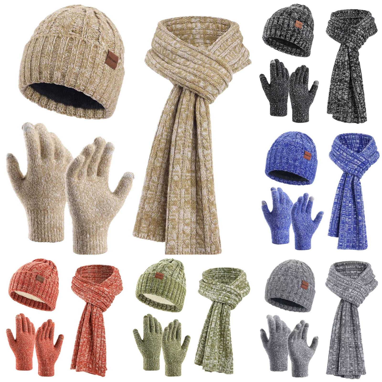 Hat for Women Winter Hats for Men 2024 Winter Men's And Women's Same Style Neck Knitted Hat Thickened Cold Knitted Glove Hat Scarf Warm 3 Piece Set