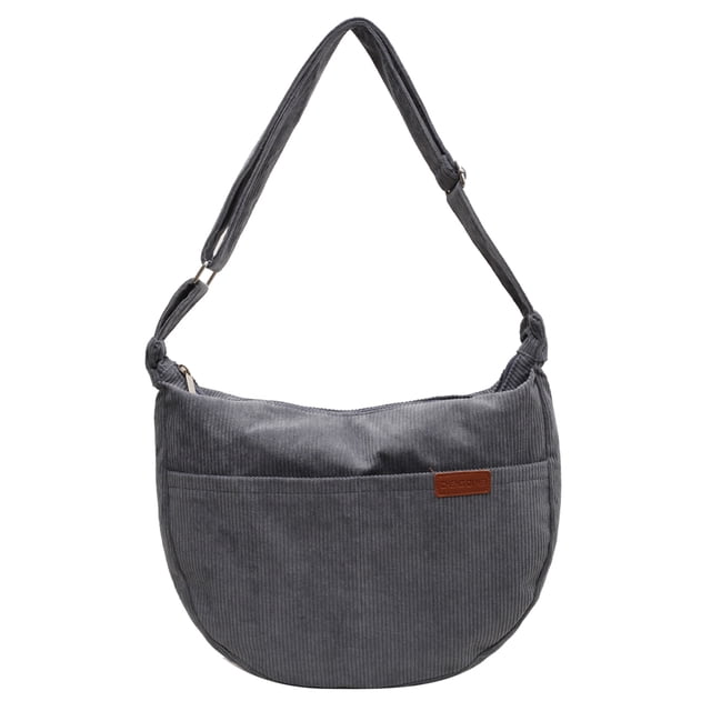 Bolso Bandolera Pana para Mujer Bolso Compras Informal Media (gris)