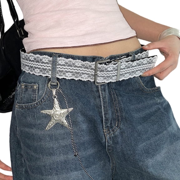 Stretchy PU1eatherWaist Belt for Women Soft Lace Daily Wear Accessory